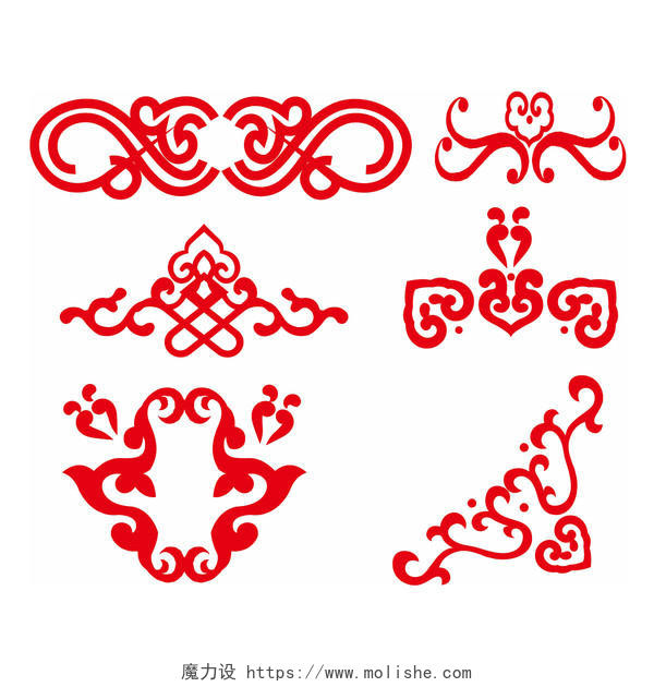 红色中国风古典花纹边框素材